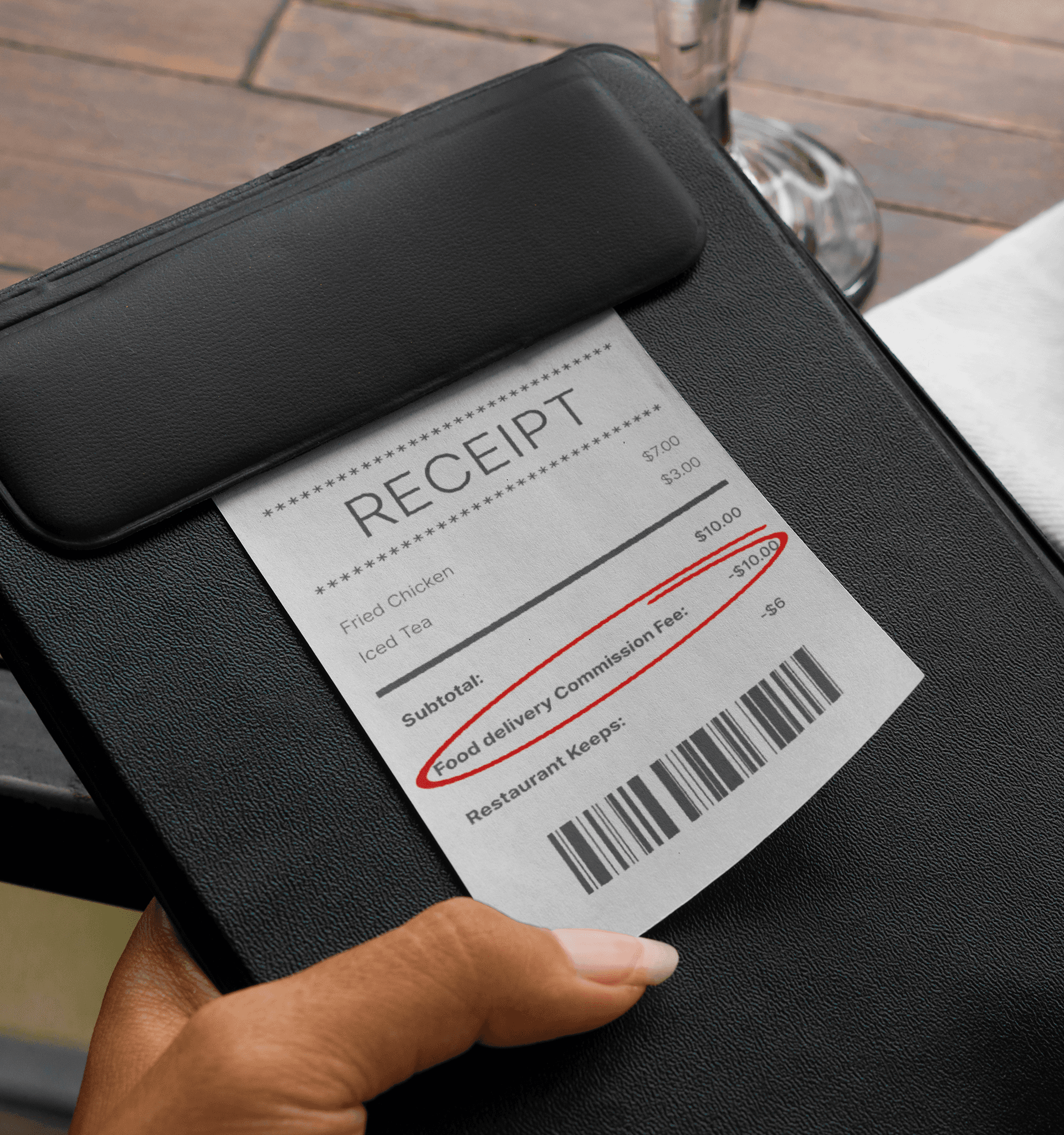 Receipt showing order details